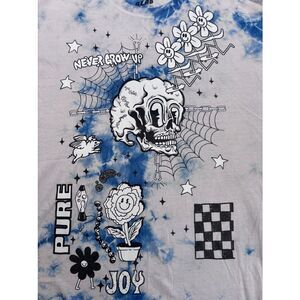 A-Lab Pure Joy T-Shirt - Men's XL Blue White Skull Flower Pot Streetwear